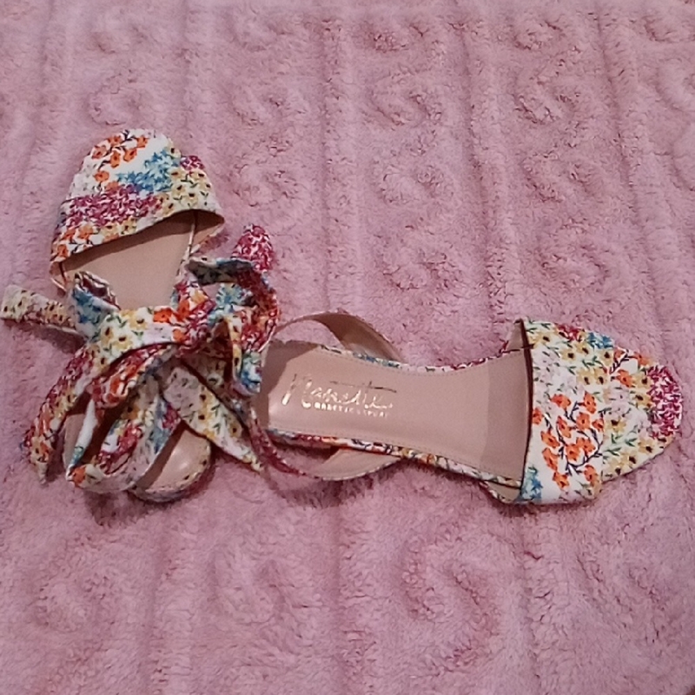 Nanette Lepore Red and Pink Sandals with Ankle Straps